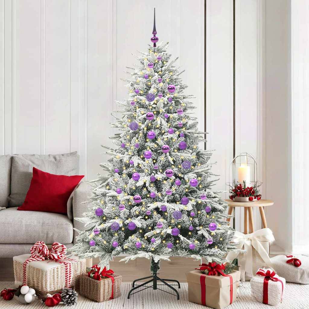 vidaXL Künstlicher vorbeleuchteter Weihnachtsbaum mit Kugelset Grün