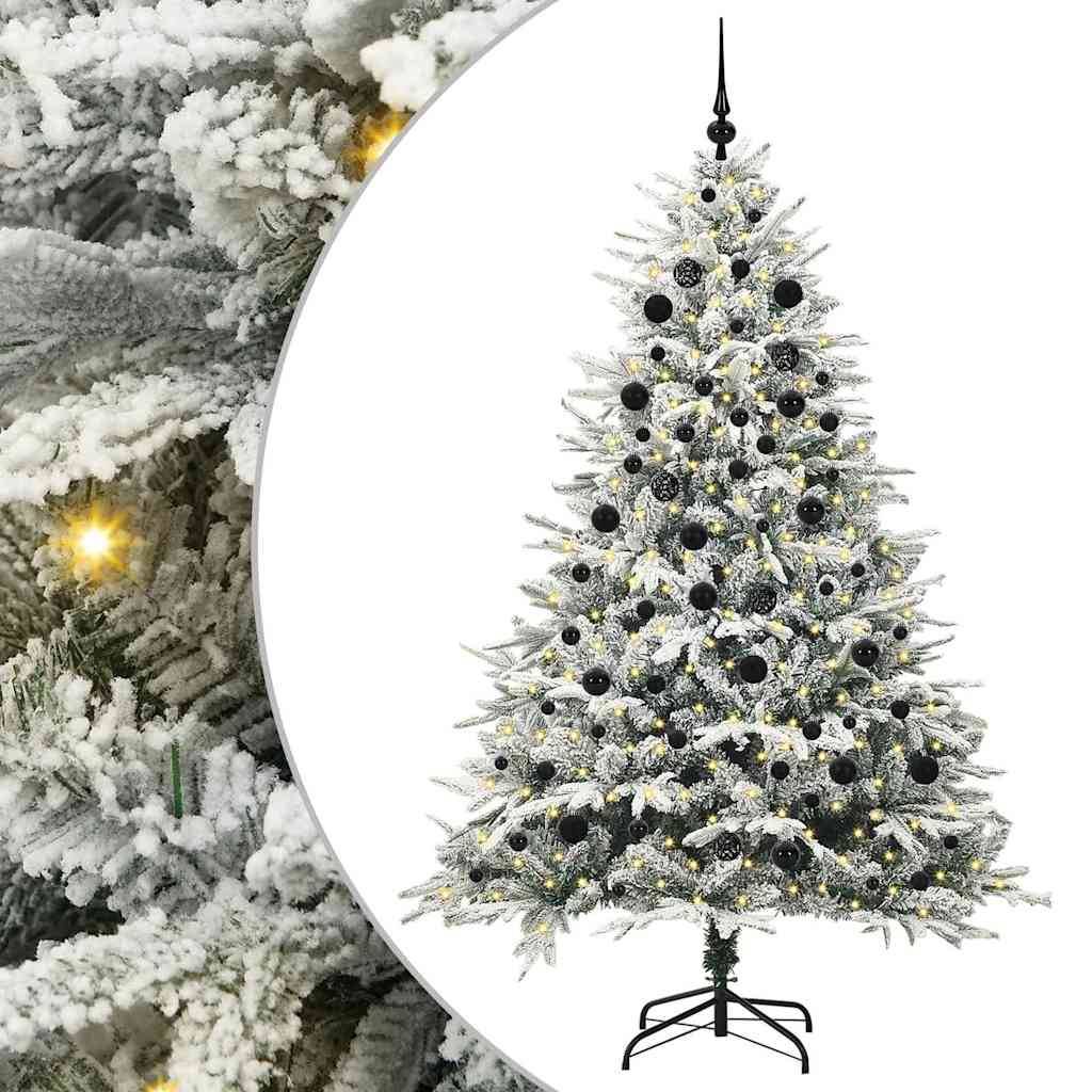 vidaXL Künstlicher vorbeleuchteter Weihnachtsbaum mit Kugelset Grün