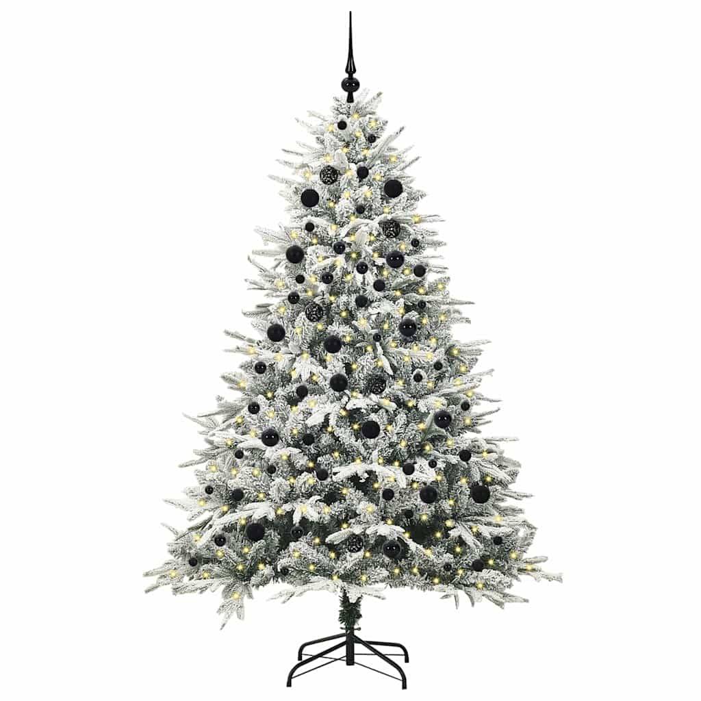 vidaXL Künstlicher vorbeleuchteter Weihnachtsbaum mit Kugelset Grün
