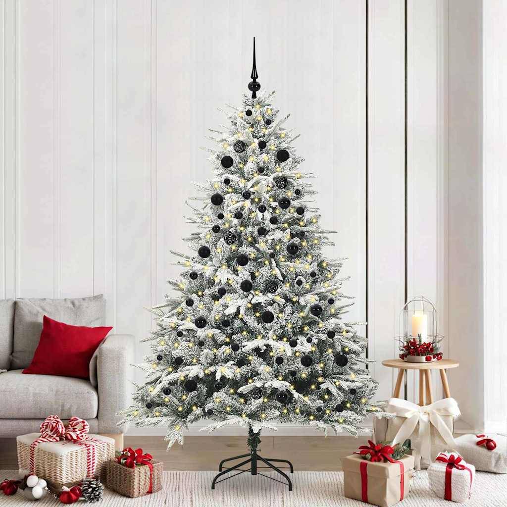 vidaXL Künstlicher vorbeleuchteter Weihnachtsbaum mit Kugelset Grün