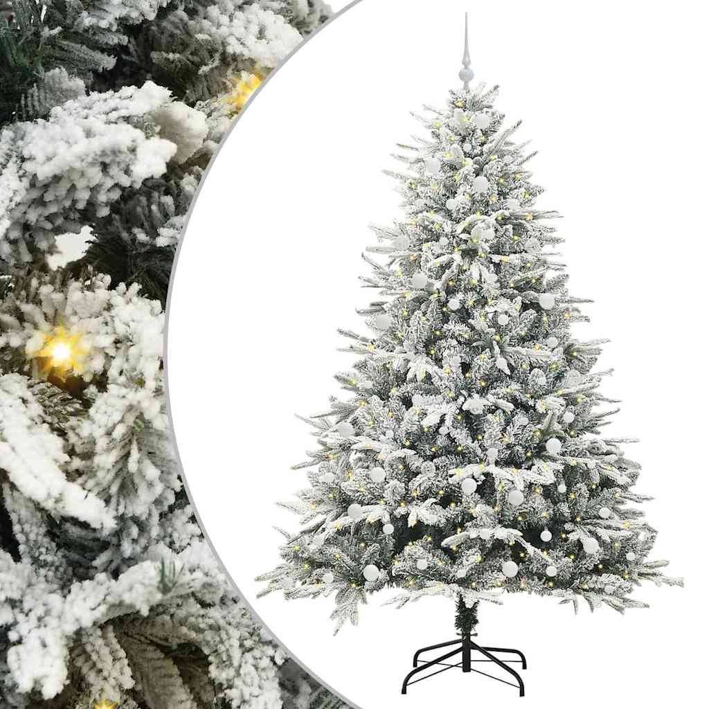vidaXL Künstlicher vorbeleuchteter Weihnachtsbaum mit Kugelset Grün