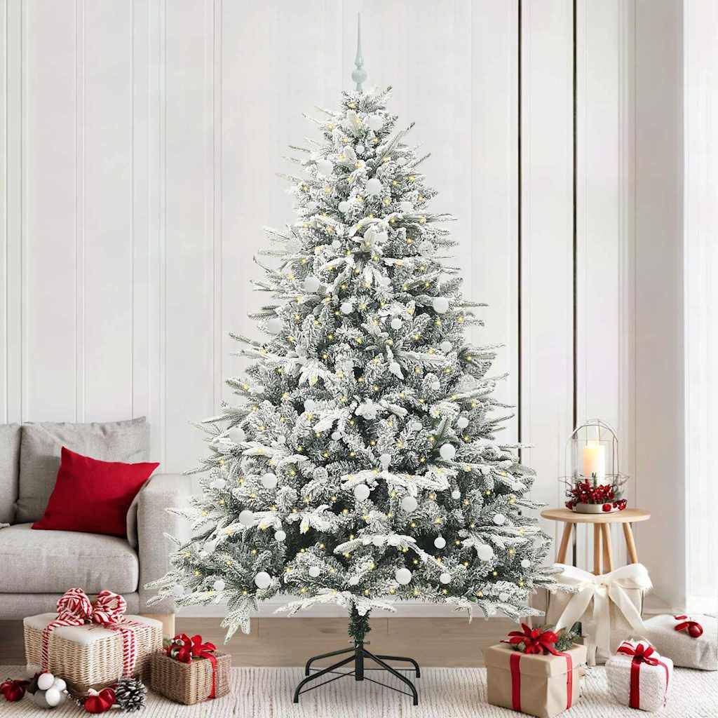 vidaXL Künstlicher vorbeleuchteter Weihnachtsbaum mit Kugelset Grün