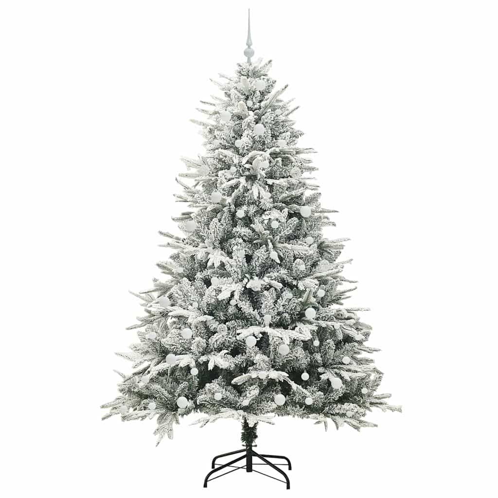 vidaXL Künstlicher vorbeleuchteter Weihnachtsbaum mit Kugelset Grün
