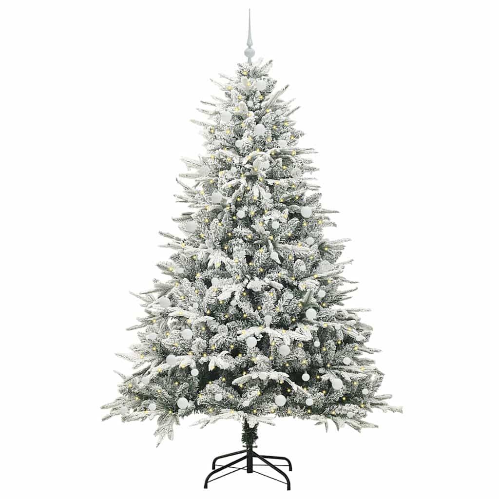 vidaXL Künstlicher vorbeleuchteter Weihnachtsbaum mit Kugelset Grün