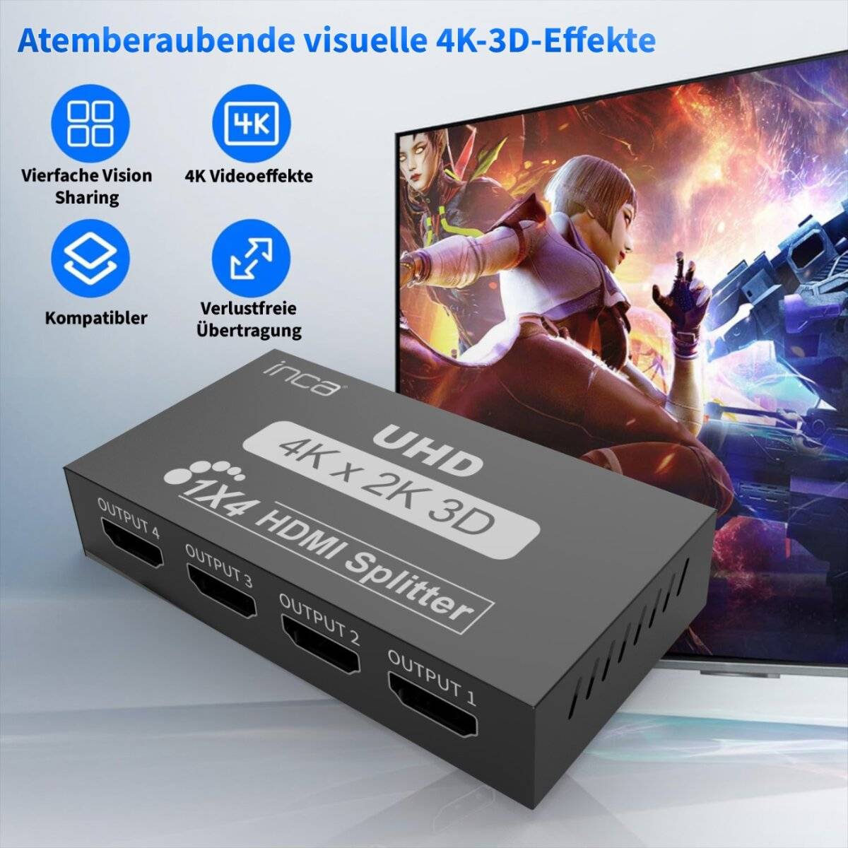 IHSK-430 HDMI Splitter 1x4 4K 3D mit Netzteil