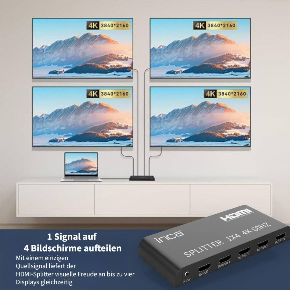 IHSK-460 HDMI Splitter 1x4 4K 60Hz mit HDR-Unterstützung
