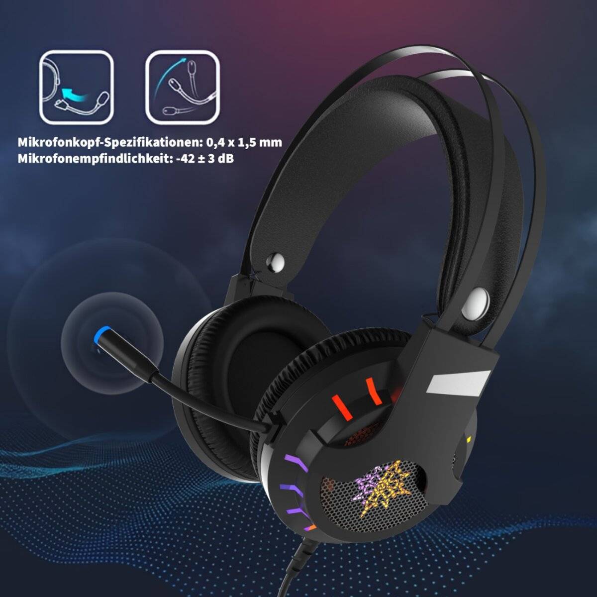 Inca IGK-X10 Lapetos 7.1 Surround RGB Gaming-Headset mit Mikrofon