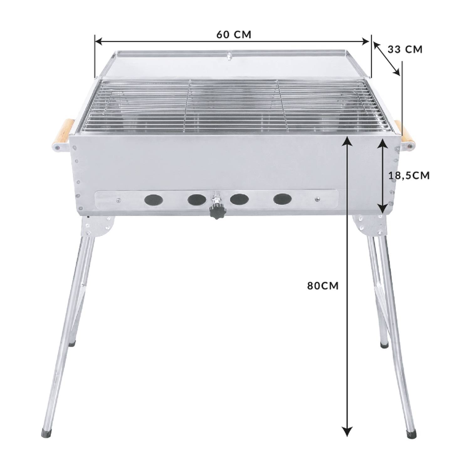Mangal Edelstahl Picknick Schaschlik Grill mit Grillrost und Deckel