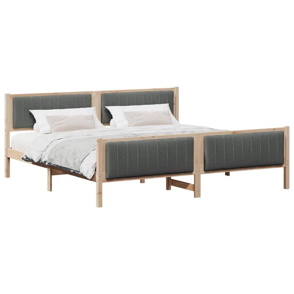 vidaXL Bettgestell Braun und Dunkelgrau 200 x 200 cm Massivholz Kiefer