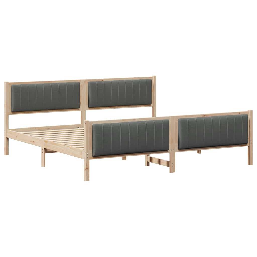 vidaXL Bettgestell Braun und Dunkelgrau 200 x 200 cm Massivholz Kiefer