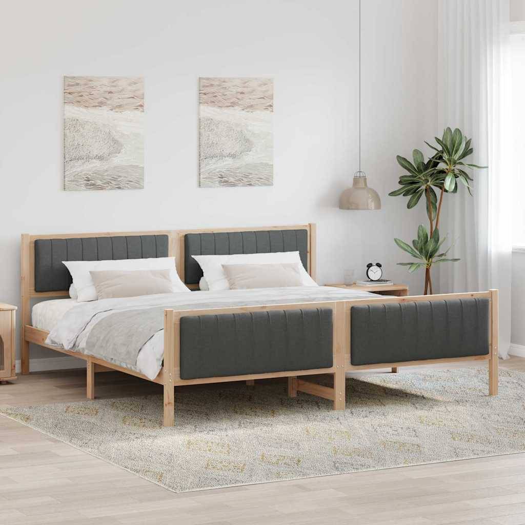 vidaXL Bettgestell Braun und Dunkelgrau 200 x 200 cm Massivholz Kiefer
