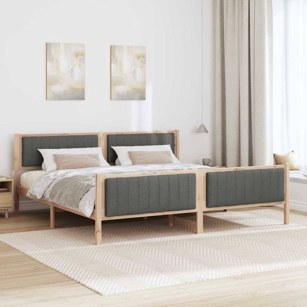 vidaXL Bettgestell Braun und Dunkelgrau 200 x 200 cm Massivholz Kiefer