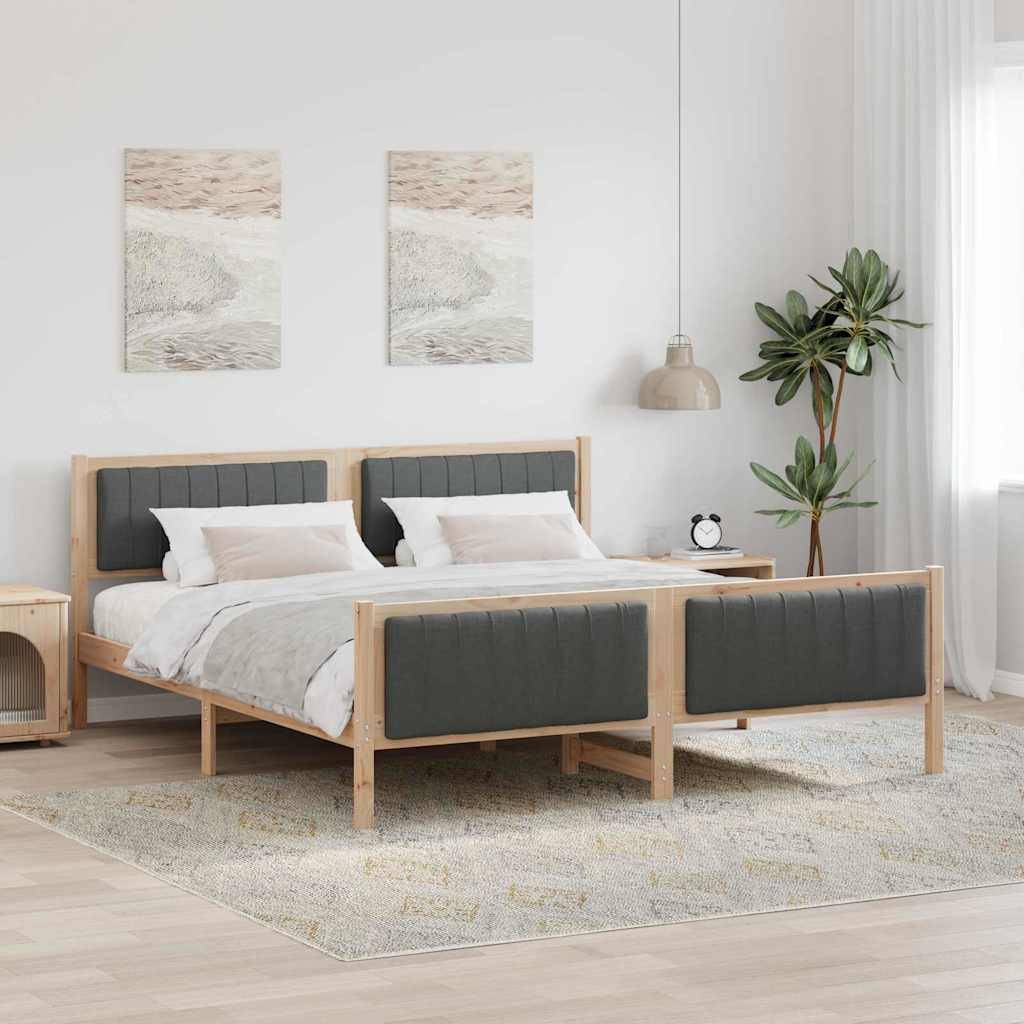 vidaXL Bettgestell Braun und Dunkelgrau 180 x 200 cm Massivholz Kiefer