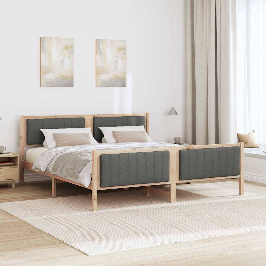 vidaXL Bettgestell Braun und Dunkelgrau 180 x 200 cm Massivholz Kiefer