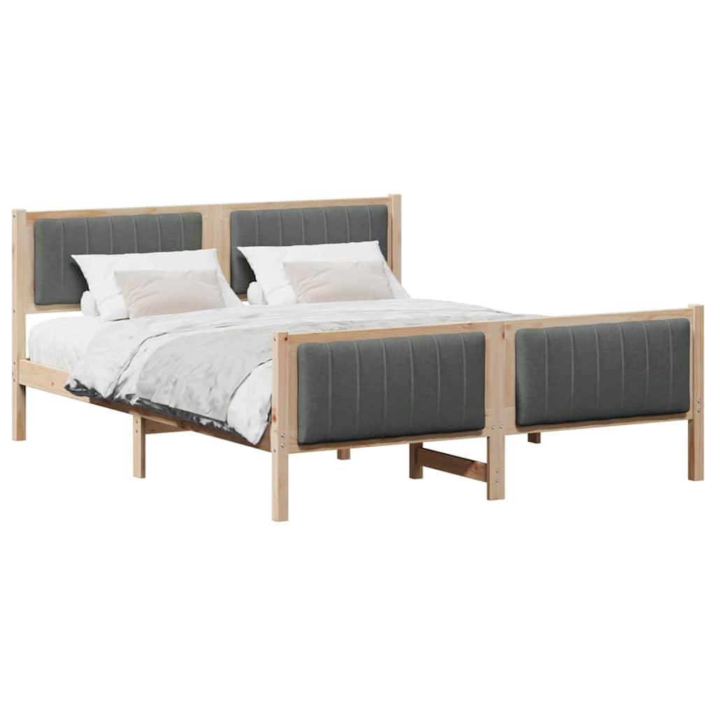 vidaXL Bettgestell Braun und Dunkelgrau 150 x 200 cm Massivholz Kiefer
