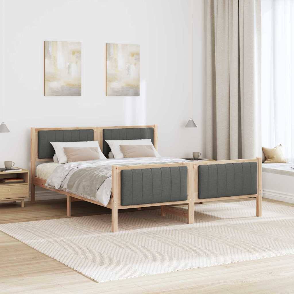 vidaXL Bettgestell Braun und Dunkelgrau 160 x 200 cm Massivholz Kiefer