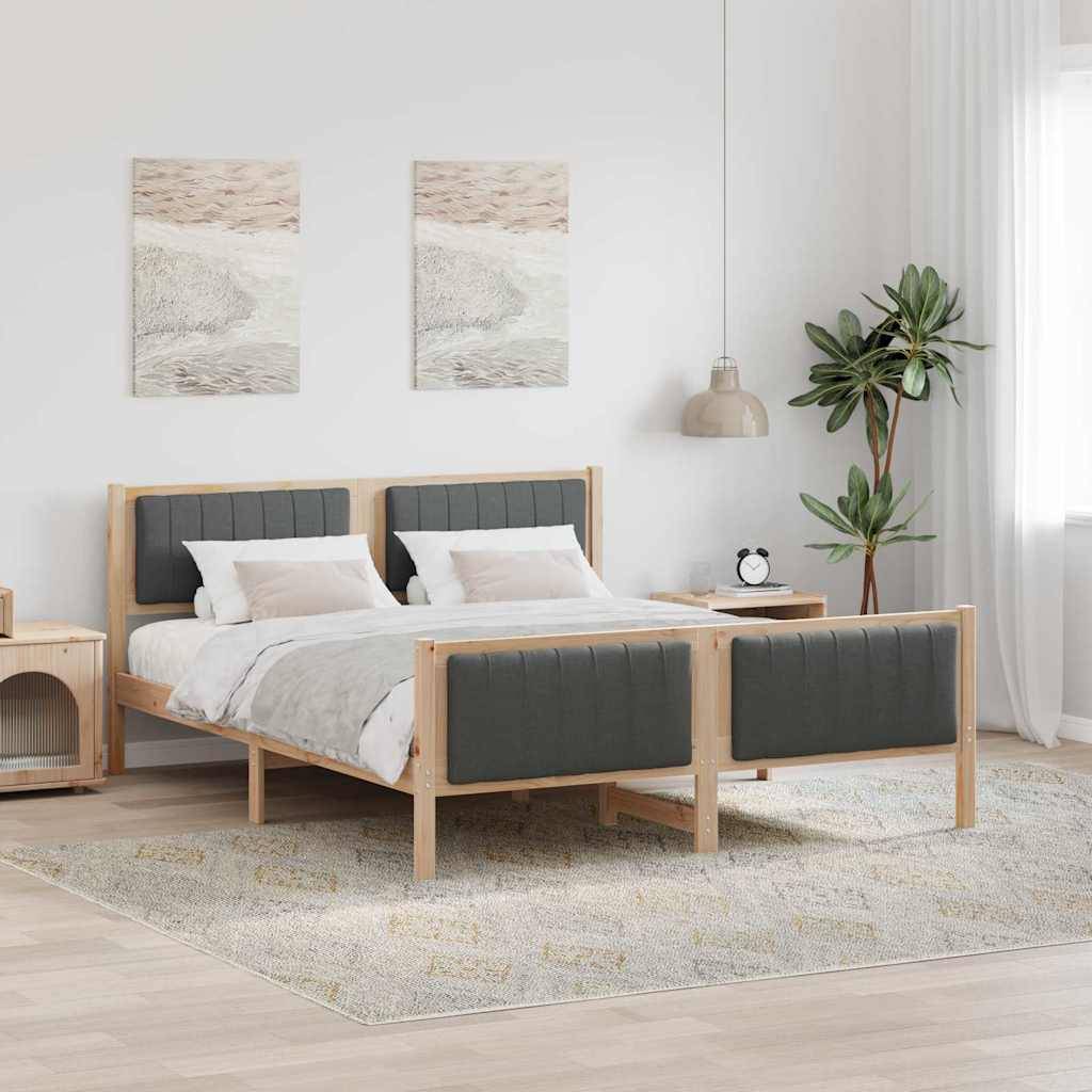 vidaXL Bettgestell Braun und Dunkelgrau 150 x 200 cm Massivholz Kiefer