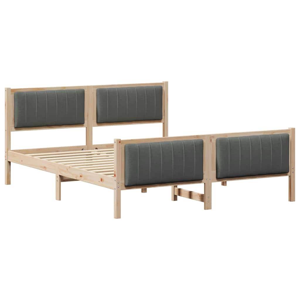 vidaXL Bettgestell Braun und Dunkelgrau 150 x 200 cm Massivholz Kiefer