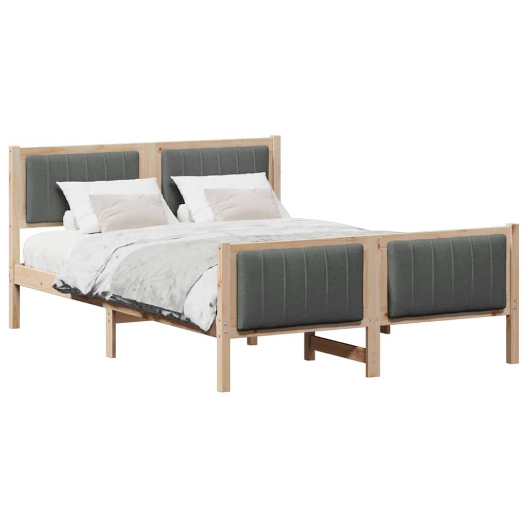 vidaXL Bettgestell Braun und Dunkelgrau 135 x 190 cm Massivholz Kiefer