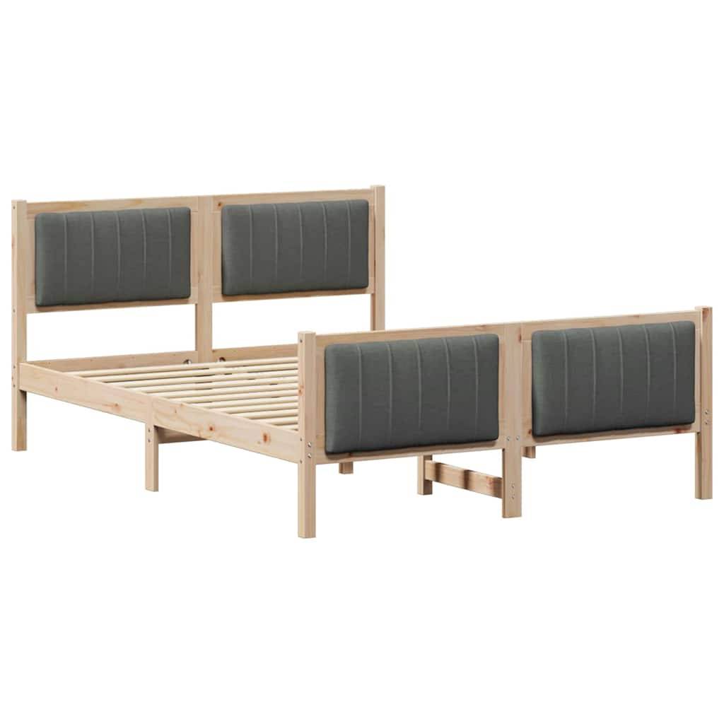 vidaXL Bettgestell Braun und Dunkelgrau 135 x 190 cm Massivholz Kiefer