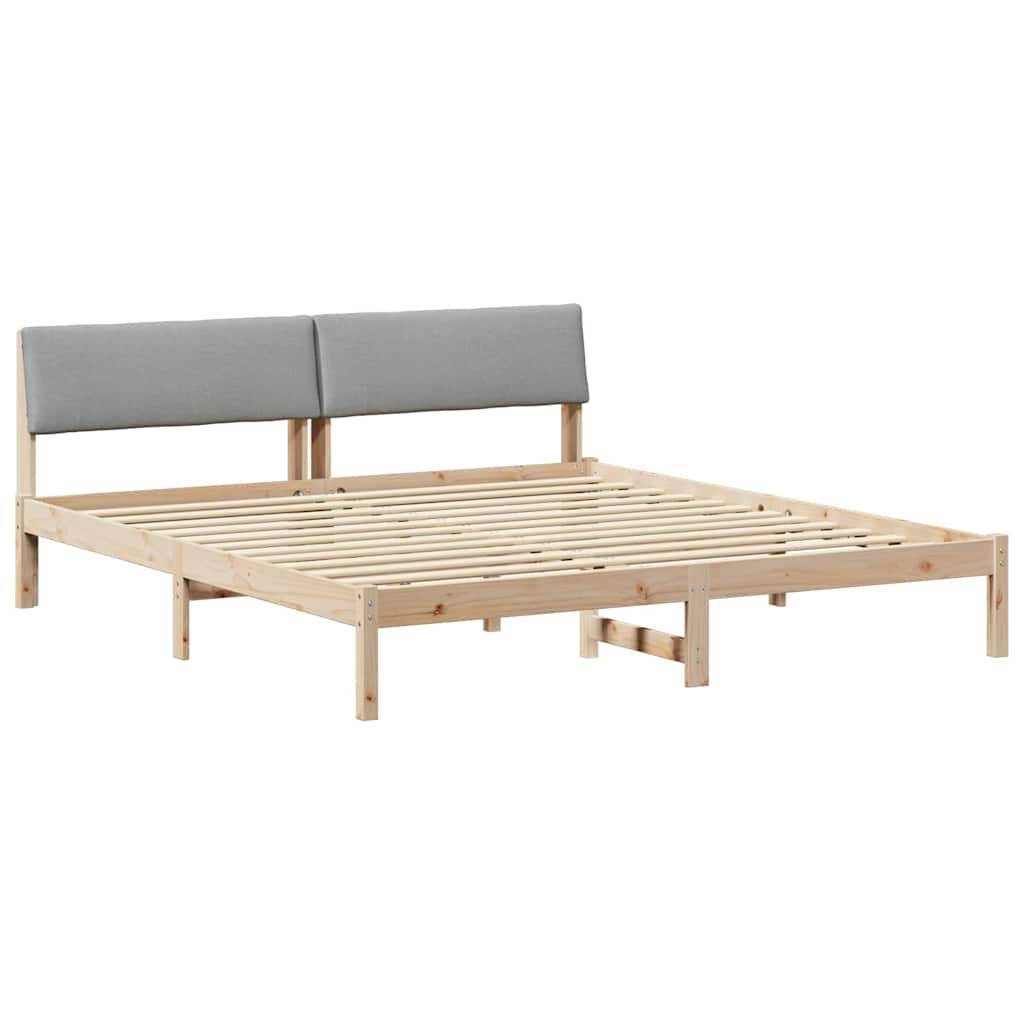 vidaXL Bettgestell Braun und hellgrau 200 x 200 cm Massivholz Kiefer
