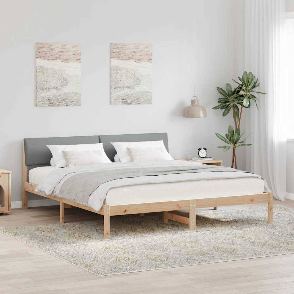 vidaXL Bettgestell Braun und hellgrau 200 x 200 cm Massivholz Kiefer