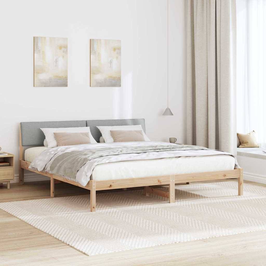 vidaXL Bettgestell Braun und hellgrau 200 x 200 cm Massivholz Kiefer