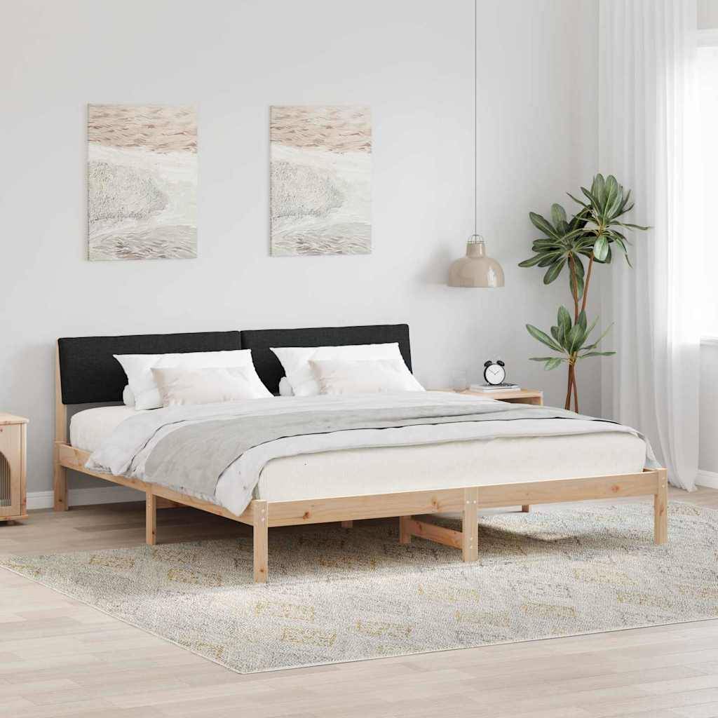 vidaXL Bettgestell Braun und Schwarz 200 x 200 cm Massivholz Kiefer