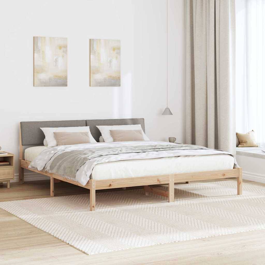 vidaXL Bettgestell Braun und Taupe 200 x 200 cm Massivholz Kiefer