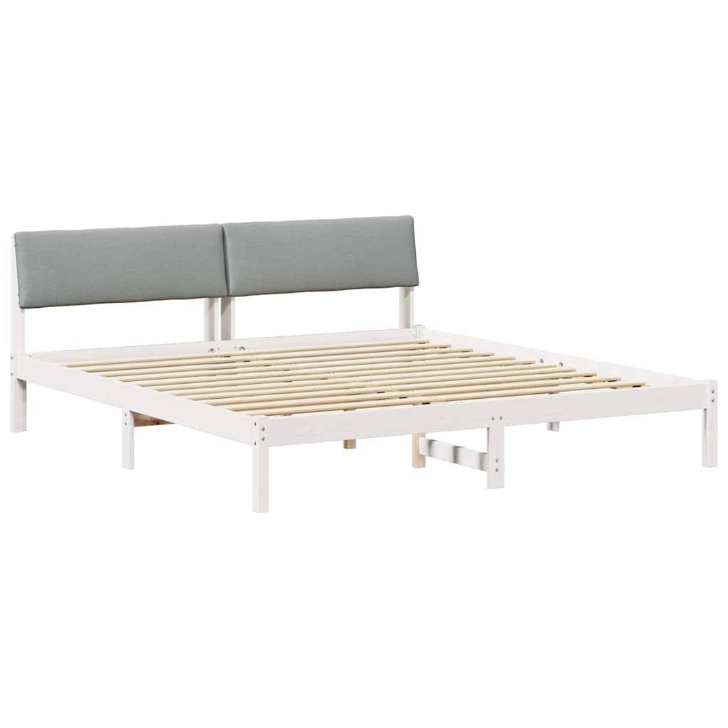 vidaXL Bettgestell Weiß und Hellgrau 180 x 200 cm Massivholz Kiefer
