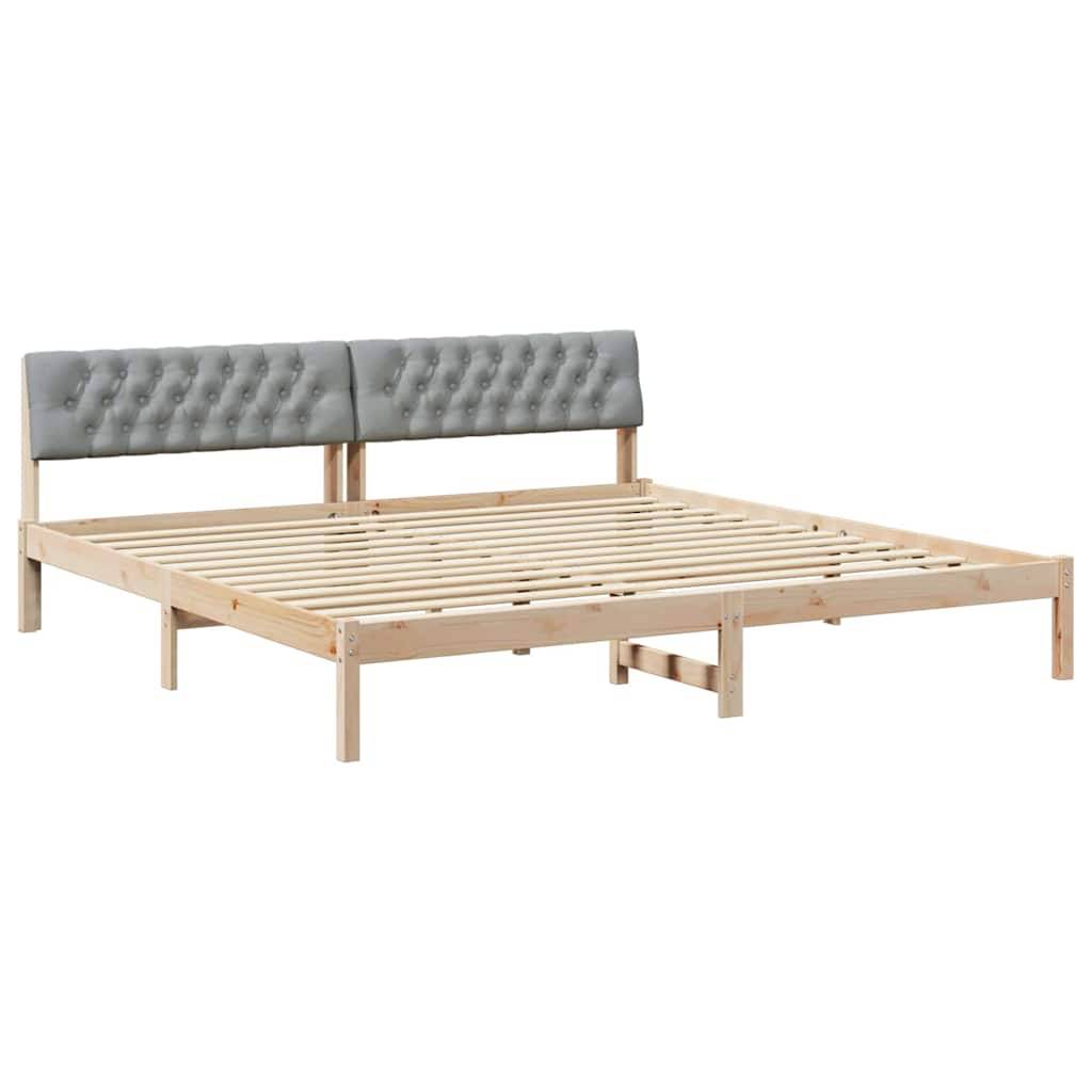 vidaXL Bettgestell Braun und hellgrau 200 x 200 cm Massivholz Kiefer