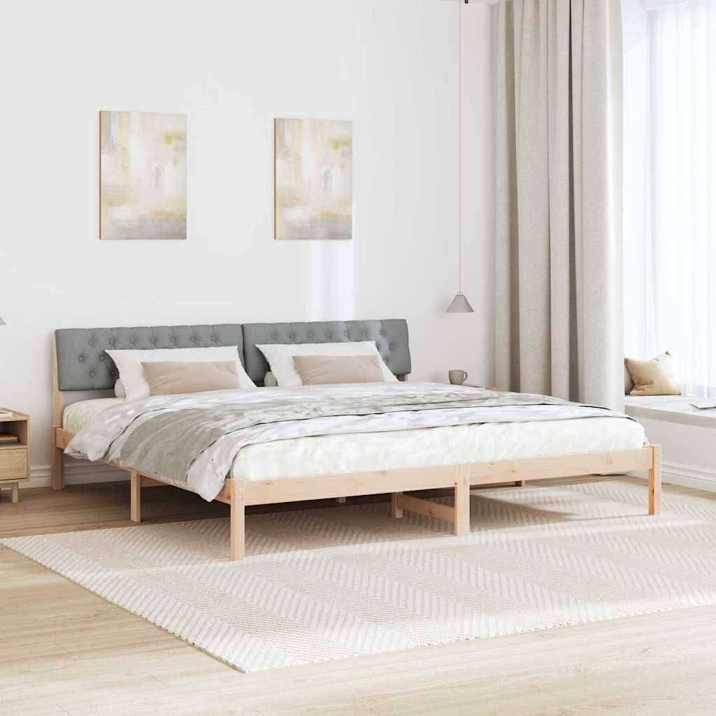 vidaXL Bettgestell Braun und hellgrau 200 x 200 cm Massivholz Kiefer