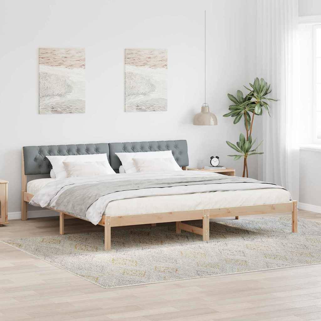vidaXL Bettgestell Braun und hellgrau 200 x 200 cm Massivholz Kiefer