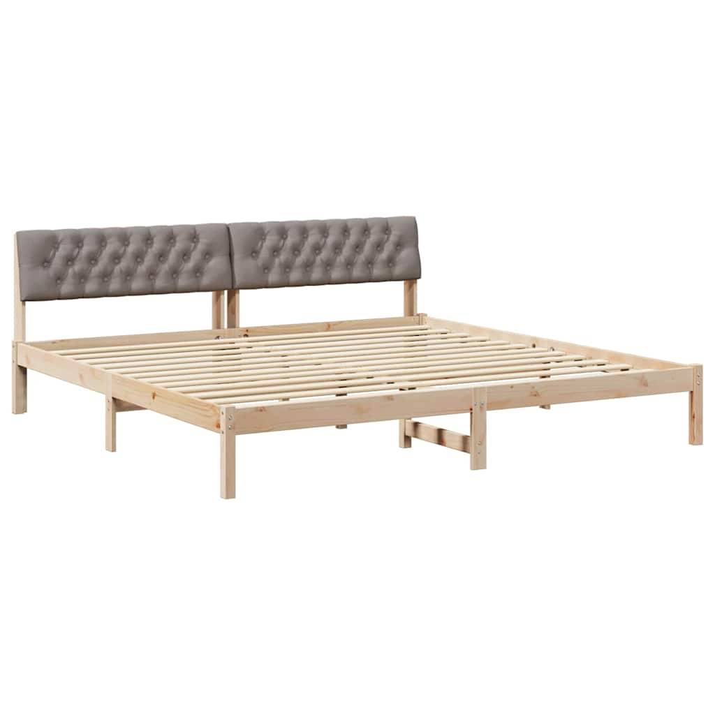vidaXL Bettgestell Braun und Taupe 200 x 200 cm Massivholz Kiefer