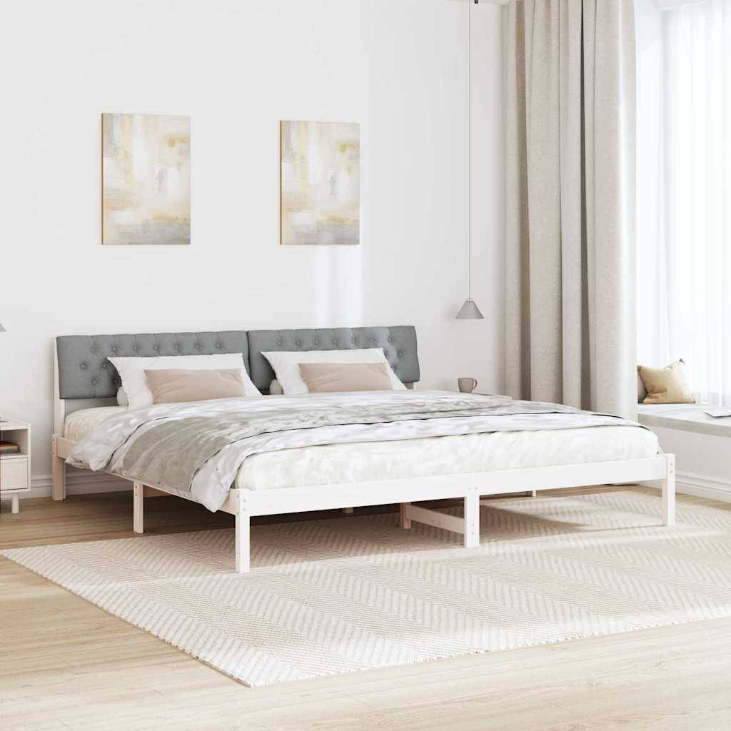 vidaXL Bettgestell Weiß und Hellgrau 200 x 200 cm Massivholz Kiefer