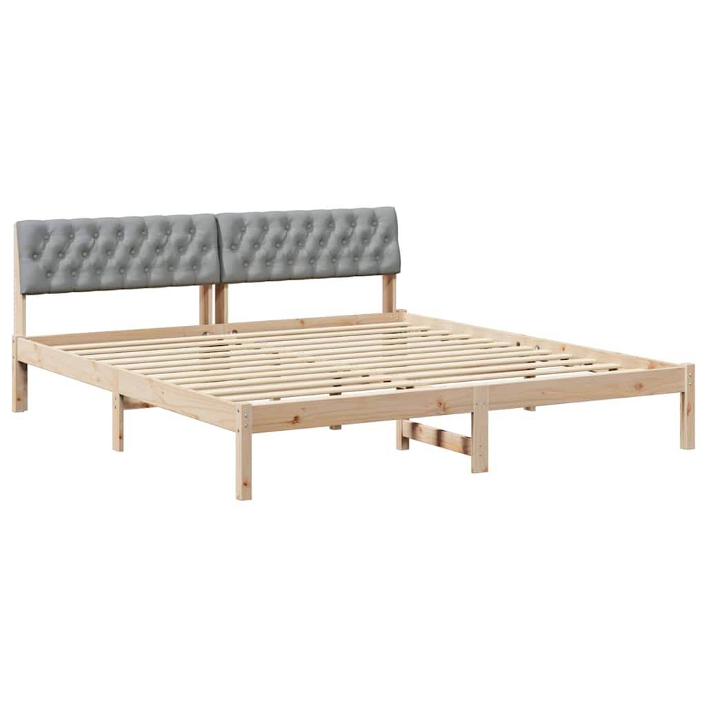 vidaXL Bettgestell Braun und hellgrau 180 x 200 cm Massivholz Kiefer