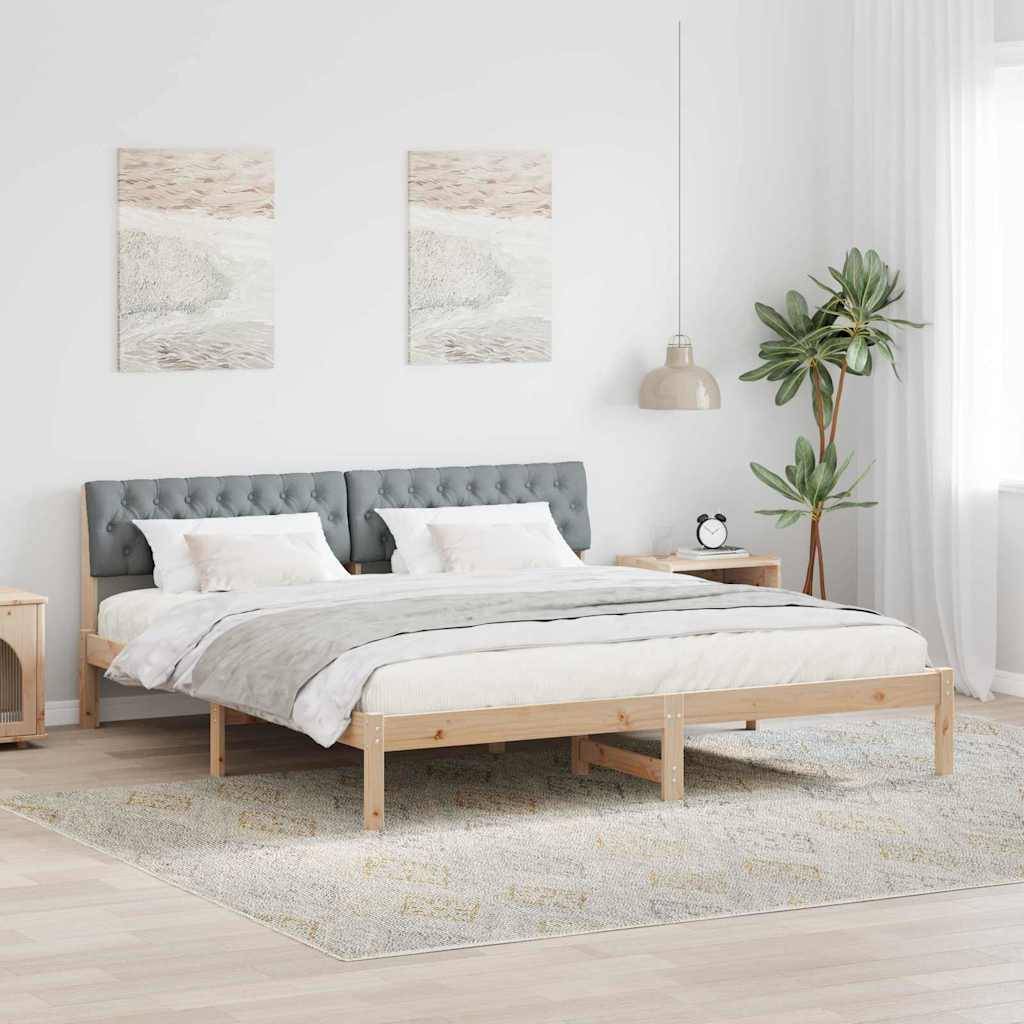 vidaXL Bettgestell Braun und hellgrau 180 x 200 cm Massivholz Kiefer