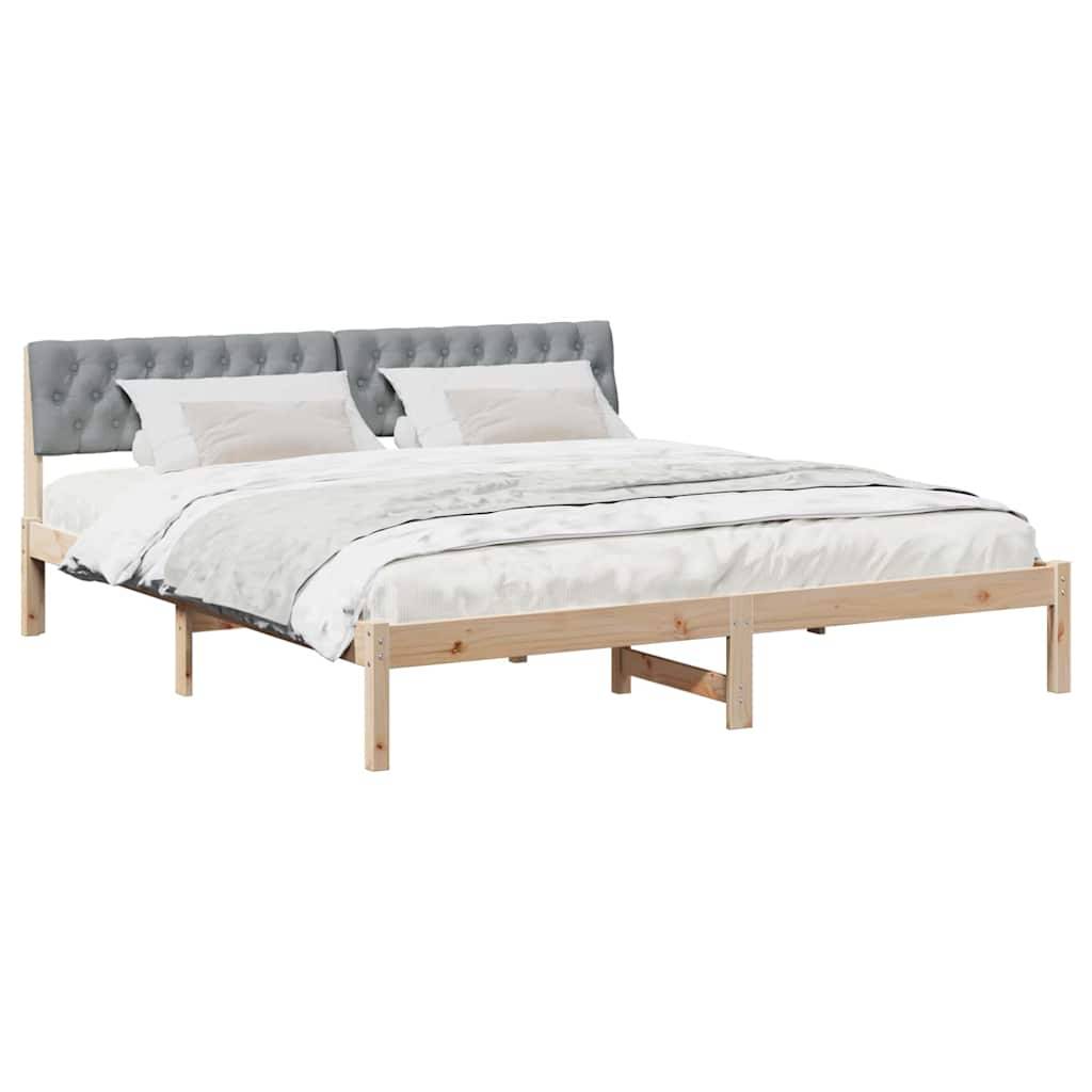 vidaXL Bettgestell Braun und hellgrau 180 x 200 cm Massivholz Kiefer