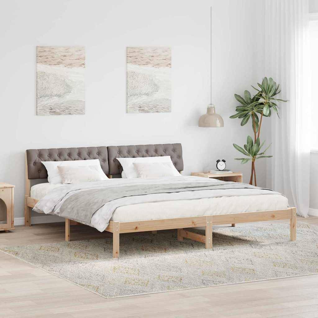 vidaXL Bettgestell Braun und Taupe 180 x 200 cm Massivholz Kiefer