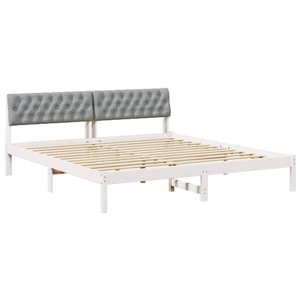 vidaXL Bettgestell Weiß und Hellgrau 180 x 200 cm Massivholz Kiefer