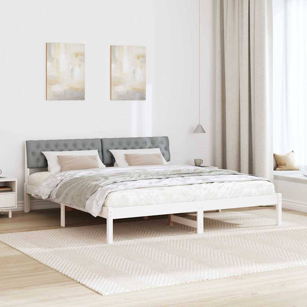 vidaXL Bettgestell Weiß und Hellgrau 180 x 200 cm Massivholz Kiefer