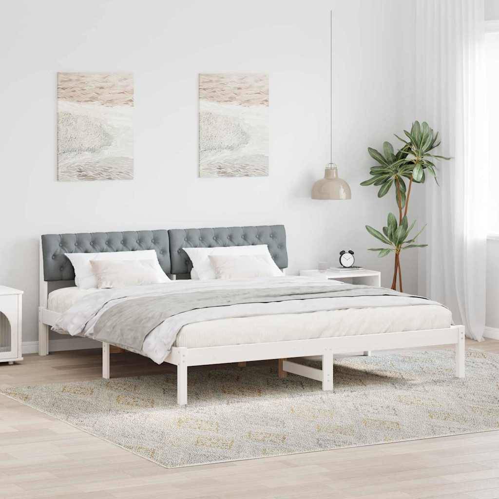 vidaXL Bettgestell Weiß und Hellgrau 180 x 200 cm Massivholz Kiefer