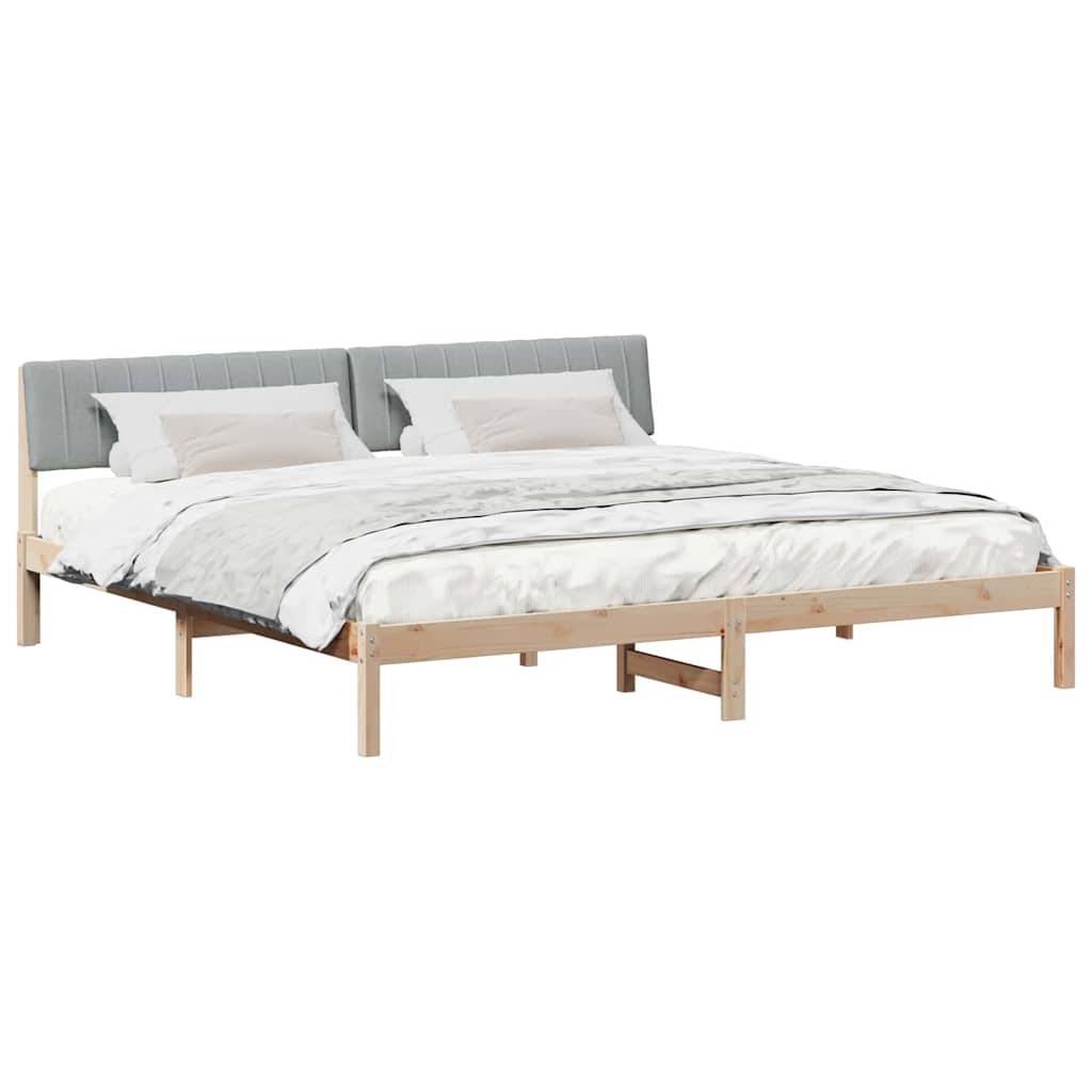vidaXL Bettgestell Braun und hellgrau 200 x 200 cm Massivholz Kiefer