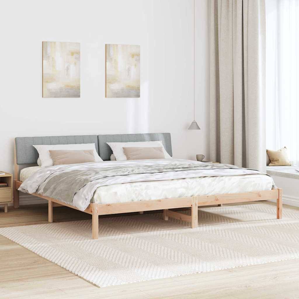 vidaXL Bettgestell Braun und hellgrau 200 x 200 cm Massivholz Kiefer