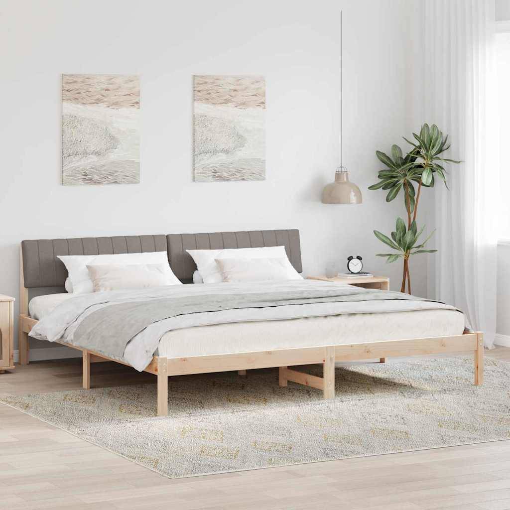 vidaXL Bettgestell Braun und Taupe 200 x 200 cm Massivholz Kiefer