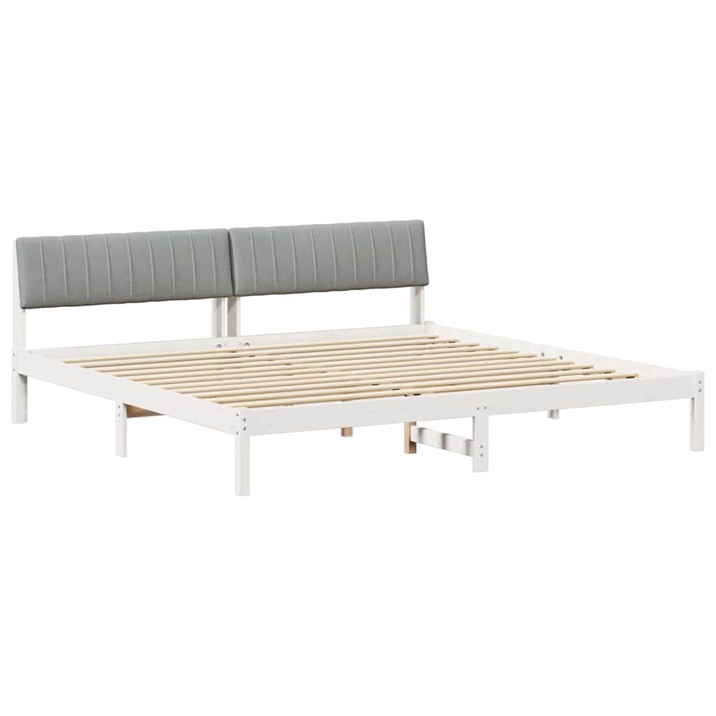 vidaXL Bettgestell Weiß und Hellgrau 200 x 200 cm Massivholz Kiefer
