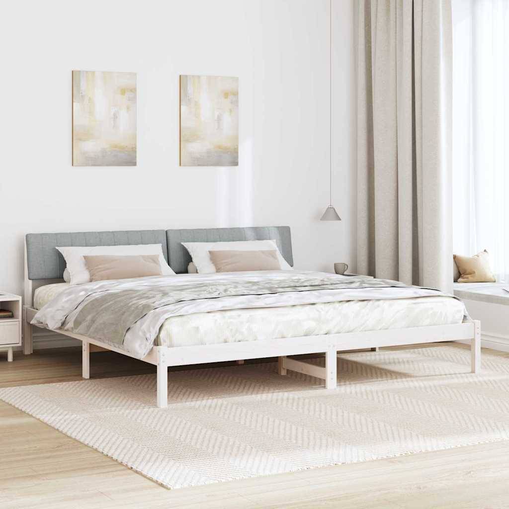 vidaXL Bettgestell Weiß und Hellgrau 200 x 200 cm Massivholz Kiefer
