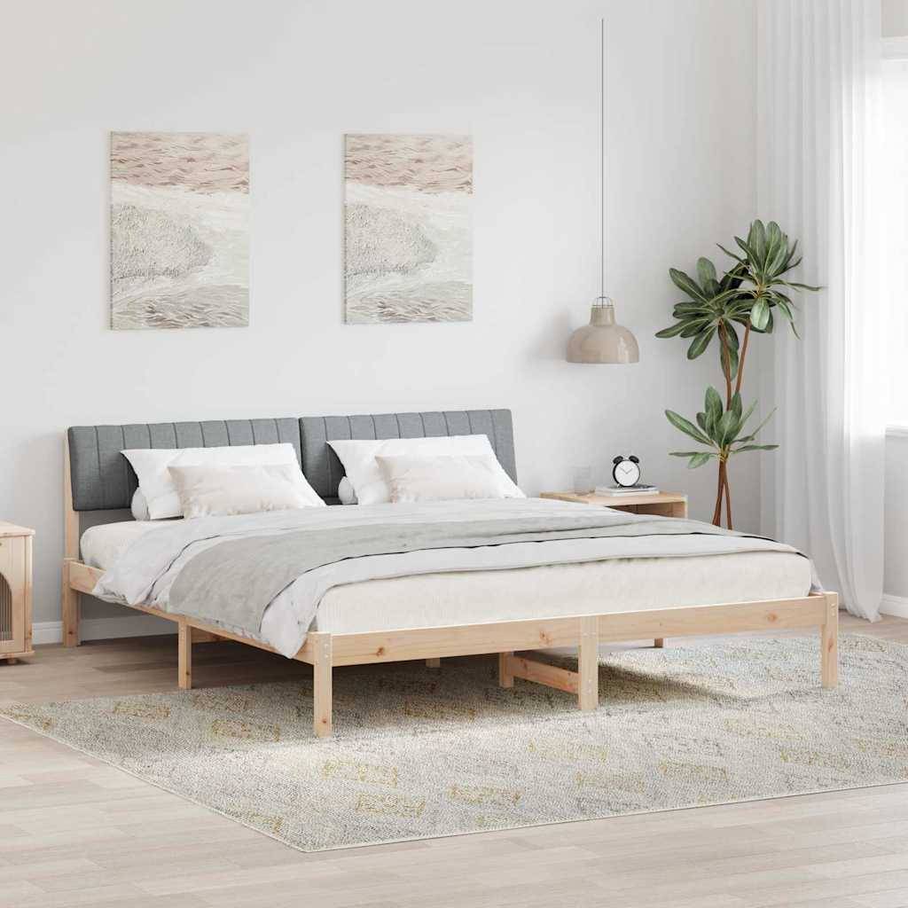vidaXL Bettgestell Braun und hellgrau 180 x 200 cm Massivholz Kiefer