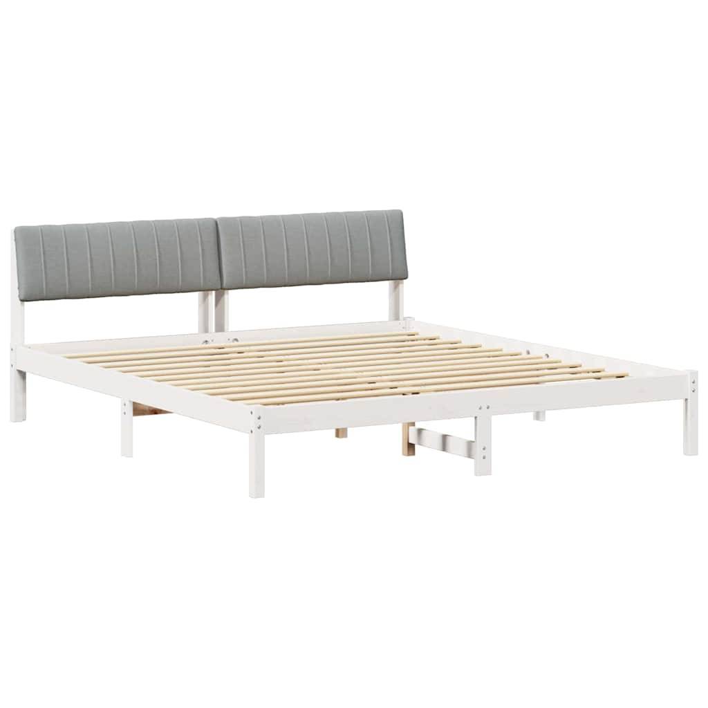vidaXL Bettgestell Weiß und Hellgrau 180 x 200 cm Massivholz Kiefer