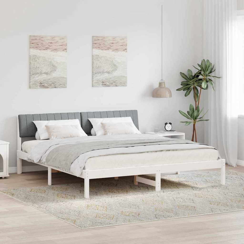 vidaXL Bettgestell Weiß und Hellgrau 180 x 200 cm Massivholz Kiefer